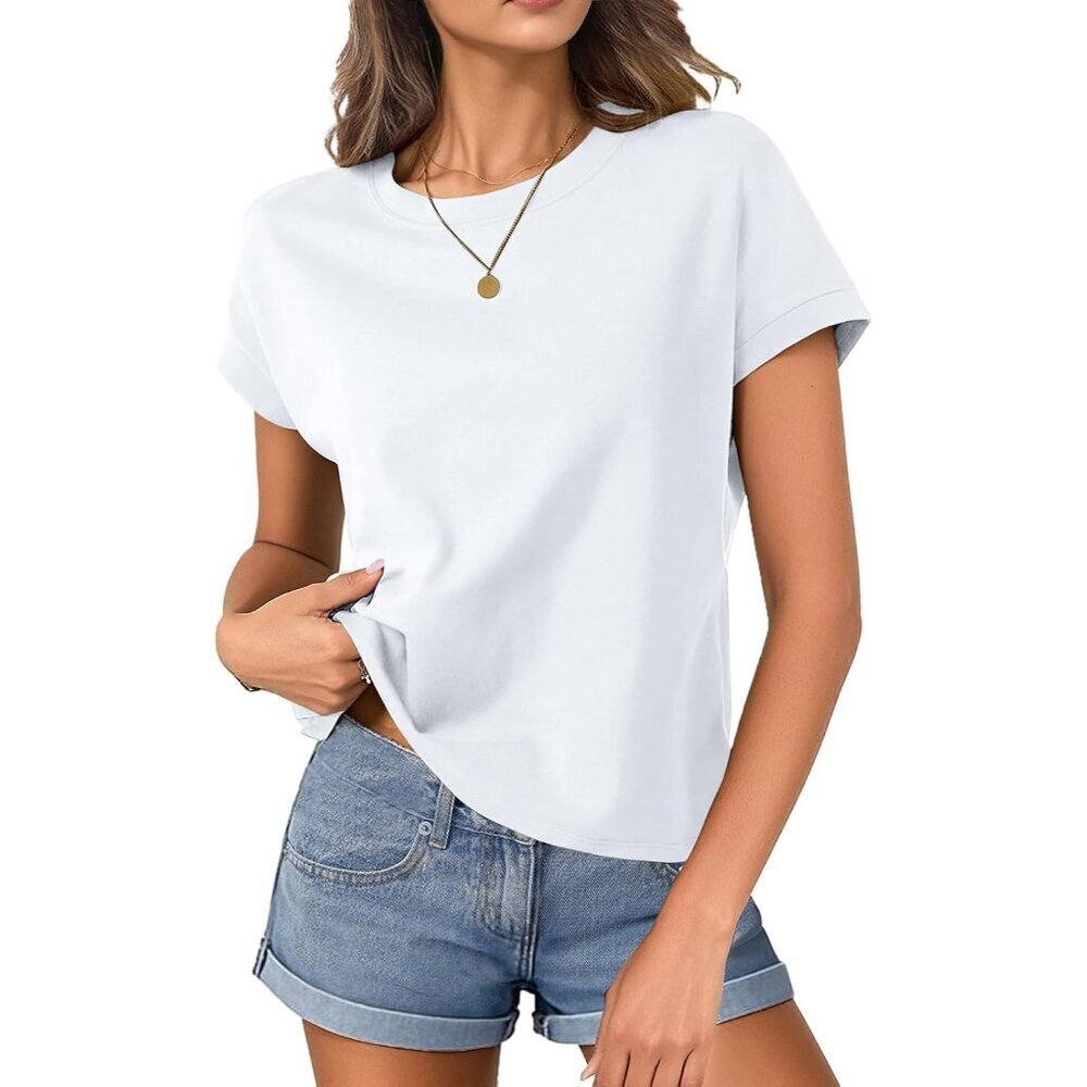 Womens Crop Top Cotton Cap Sleeve Boxy T-Shirt Casual Summer Wear